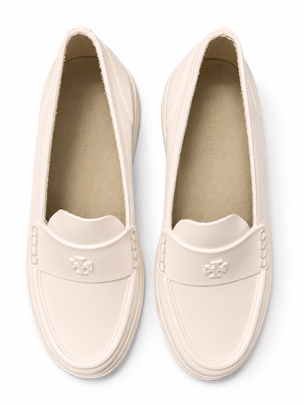 Tory Burch Classic Rain Loafers Off White Rubber Size 8